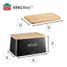 Cutie de paine cu capac pentru taiere Kinghoff KH-1948, 35 cm, Bambus, Otel, Negru