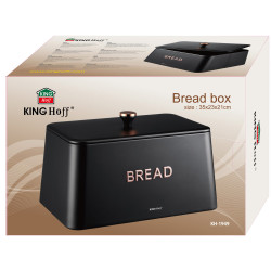 Κουτί ψωμιού Kinghoff KH 1949, 35 cm, Μεταλλικό σώμα, Καπάκι μπαμπού, Μαύρο