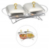 Klausberg KB 7922 Hot Serving Dish, 2 x 1.5 L, Heat-Resistant Glass, Stainless Steel/Gold