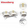 Klausberg KB 7922 Hot Serving Dish, 2 x 1.5 L, Heat-Resistant Glass, Stainless Steel/Gold