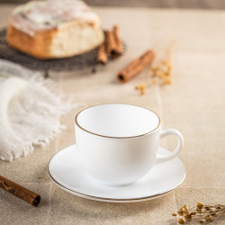 Σετ φλιτζάνια και πιατάκια Klausberg KH 1929, 12 τμχ, 210 ml, Opal, λευκό/χρυσό