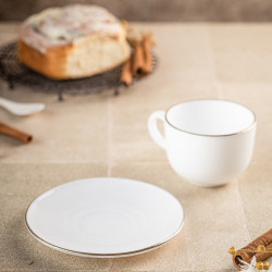 Csésze és csészealj készlet Klausberg KH 1929, 12 db, 210 ml, Opál, Fehér/arany