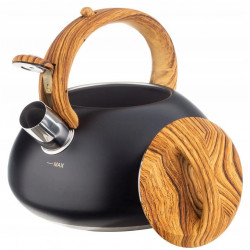 Ceainic cu fluier Klausberg KB 7565, 3 L, Baza groasa, Inductie, Negru/Maro