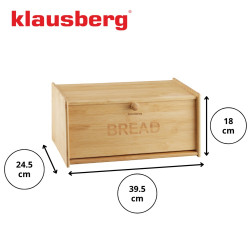 Klausberg KB 7933 Bread Box, 39.5 cm, Bamboo, Brown