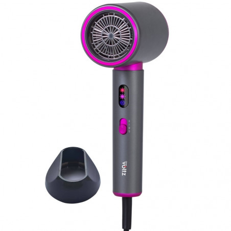 Uscator de par Oliver Voltz OV51100R, 2200W, 3 trepte, Motor DC, Aer rece, Indicatori LED, Gri/Violet