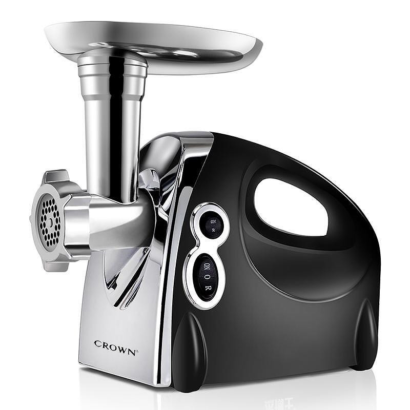 Crown MTG-4512HB Meat Grinder, 1200W, Tomato and Sausage Attachment, Reverse Function, Black/Stainless Steel