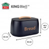 Cutie pentru paine Kinghoff KH 1946, 35 cm, Corp metalic, Maner din lemn, Negru