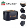 Cutie pentru paine Kinghoff KH 1946, 35 cm, Corp metalic, Maner din lemn, Negru
