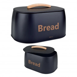 Cutie pentru paine Kinghoff KH 1946, 35 cm, Corp metalic, Maner din lemn, Negru