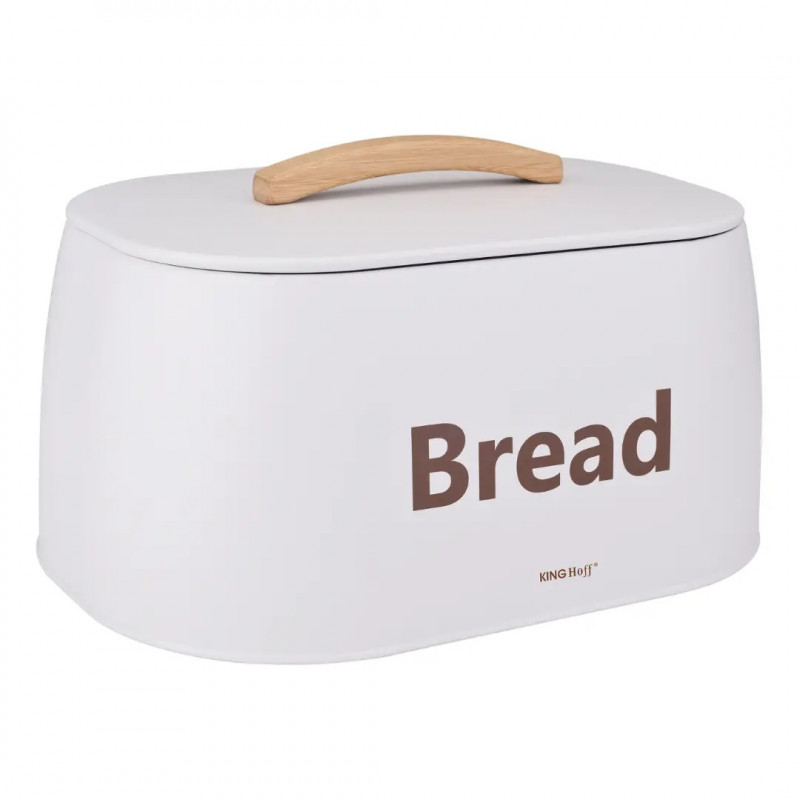 Kinghoff KH 1947, 35 cm, Fém test, fa fogantyú, fehér, kenyértartó doboz