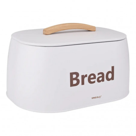 Κουτί ψωμιού Kinghoff KH 1947, 35 cm, Μεταλλικό σώμα, Ξύλινη λαβή, Λευκό