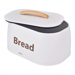 Кутия за хляб Kinghoff KH 1947, 35 см, Метално тяло, Дървена дръжка, Бял