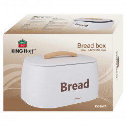 Kinghoff KH 1947, 35 cm, Fém test, fa fogantyú, fehér, kenyértartó doboz