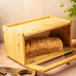 Cutie pentru paine Klausberg KB 7923, 35.5 cm, Fereastra acrilica, Bambus, Maro