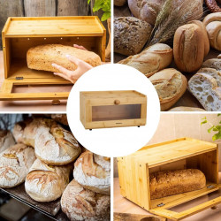 Κουτί ψωμιού Klausberg KB 7923, 35.5 cm, Ακρυλικό παράθυρο, Μπαμπού, Καφέ
