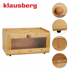 Cutie pentru paine Klausberg KB 7923, 35.5 cm, Fereastra acrilica, Bambus, Maro