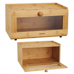 Кутия за хляб Klausberg KB 7923, 35.5 см, Акрилно прозорче, Бамбук, Кафяв