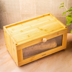 Kenyérdoboz Klausberg KB 7923, 35,5 cm, Akril ablak, Bambusz, Barna