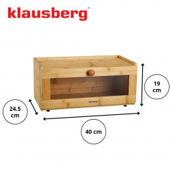 Κουτί ψωμιού Klausberg KB 7924, 40 cm, Ακρυλική πρόσοψη, Μπαμπού, Καφέ