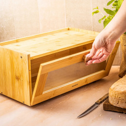 Cutie pentru paine Klausberg KB 7924, 40 cm, fereastra acrilica, Bambus, Maro