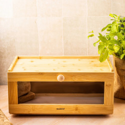 Klausberg KB 7924 kenyértartó doboz, 40 cm, Akril előlap, Bambusz, Barna