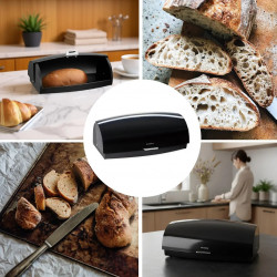 Klausberg KB 7931 Bread Box, 45 cm, Ergonomic Handle, Metal, Black