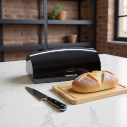 Cutie pentru paine Klausberg KB 7931, 45 cm, Maner ergonomic, Metal, Negru