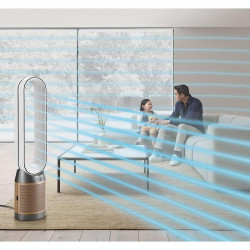 Dyson PC2 De-NOx TP12 3-in-1 Air Purifier, Cooler, Heater, 40W, Up to 40 m², 10 Speeds, Oscillation, HEPA+K-Carbon, Wi-Fi, LCD, Voice Control, White/Gold