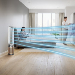 Пречиствател на въздух 3в1 Dyson Cool Formaldehyde™ TP09, Отоплител, Охладител, 40W, До 40 м2, 10 скорости, Осцилация, HEPA, Wi-Fi, LCD, Гласово управление, Бял/златист