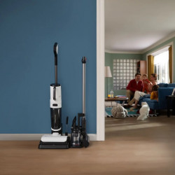 Aspirator vertical 5in1 Roborock Dyad Pro Combo R300002, 17000 Pa, 300 m², 0.46 l, 4 moduri, Auto-curatare, Autonomie pana la 60 min, Alb