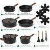 Just Perfecto JL-111 Cookware Set, 15 pieces, Cast iron, Granite coating, Induction compatible, Accessories, Black