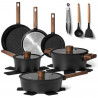 Just Perfecto JL-111 Cookware Set, 15 pieces, Cast iron, Granite coating, Induction compatible, Accessories, Black