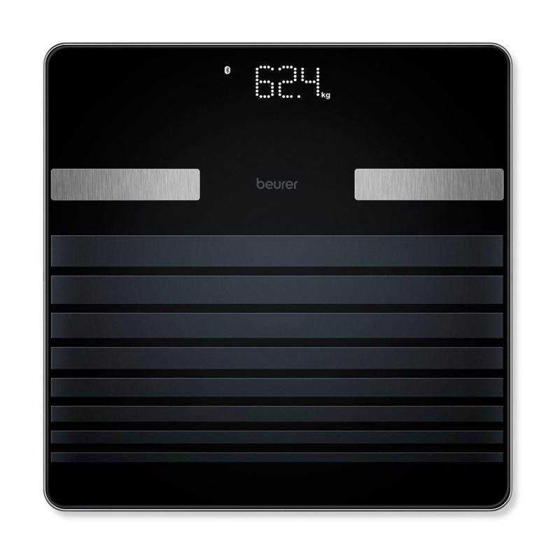 Beurer BF 451 Scale, Up to 180 kg, 8 Functions, LED, Bluetooth, Memory, 8 Profiles, Tempered Glass, Black/Stainless Steel