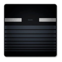 Beurer BF 451 Scale, Up to 180 kg, 8 Functions, LED, Bluetooth, Memory, 8 Profiles, Tempered Glass, Black/Stainless Steel