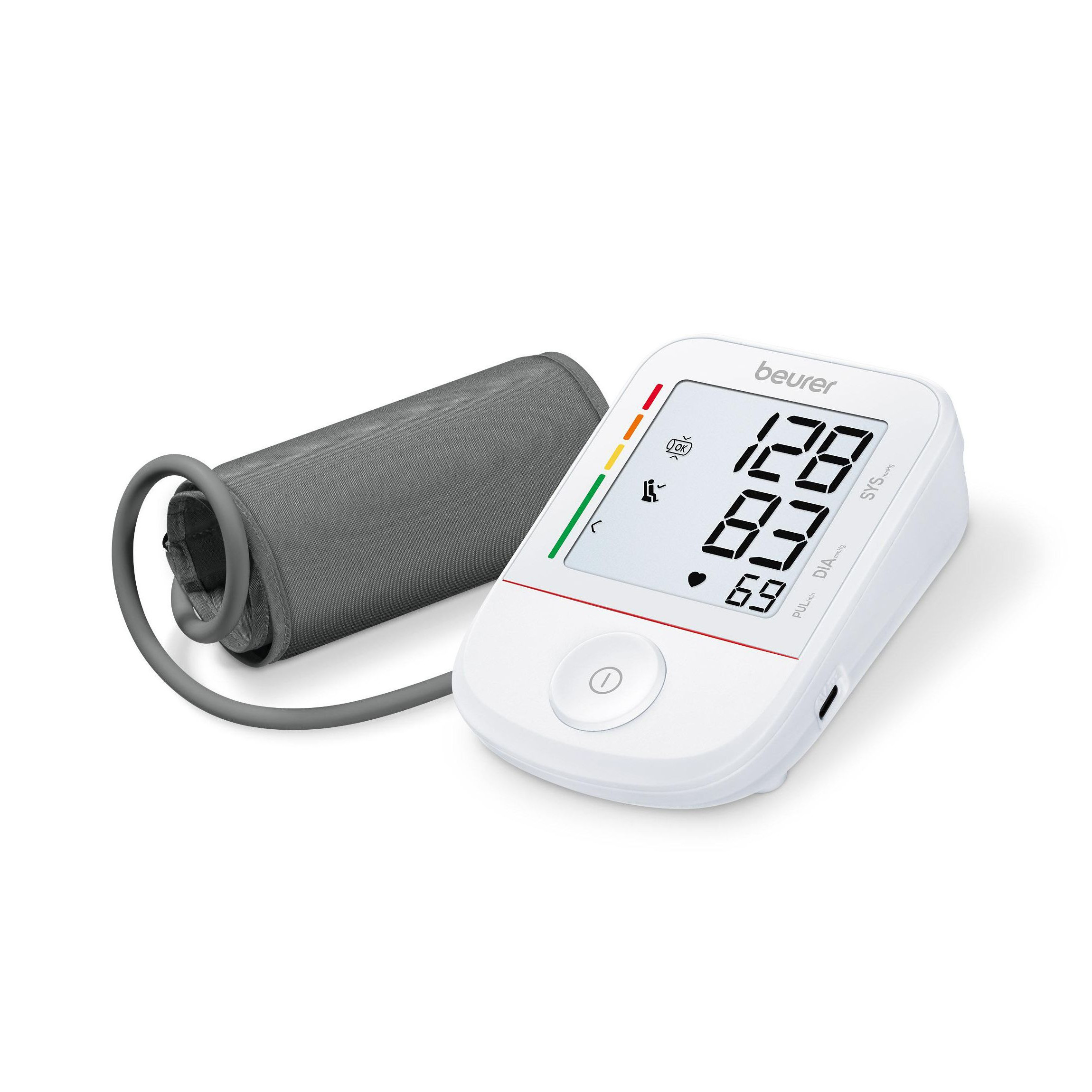 Апарат за кръвно Beurer BM 38, Индикатори за аритмия, Риск, Памет чрез приложение, USB-C, 22-42 см, Черен