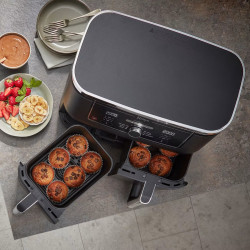 Ninja AF400EU Hot Air Fryer, 2470W, 9.5 L, 6 Programs, 2 Independent Zones, Black