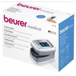 Pulsoximetru medical pentru deget Beurer PO 30, SpO₂, Puls, Fara sange si fara durere, OLED, Afisaj grafic, CE, IP22, Gri / Alb
