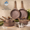 Just Perfecto JL-26 Cookware Set, 14 pcs, Cast Iron, Marble Coating, Induction Compatible, Steamer, Accessories, Brown