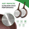 Just Perfecto JL-26 Cookware Set, 14 pcs, Cast Iron, Marble Coating, Induction Compatible, Steamer, Accessories, Brown