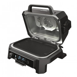 Gratar electric Ninja OG850EU, 1700W, 4 programe, 45x29 cm, 240°C, Ceramica Plocha, Tehnologie Woodfire, IPX4, Negru