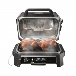 Gratar electric Ninja OG850EU, 1700W, 4 programe, 45x29 cm, 240°C, Ceramica Plocha, Tehnologie Woodfire, IPX4, Negru