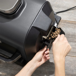 Gratar electric Ninja OG850EU, 1700W, 4 programe, 45x29 cm, 240°C, Ceramica Plocha, Tehnologie Woodfire, IPX4, Negru