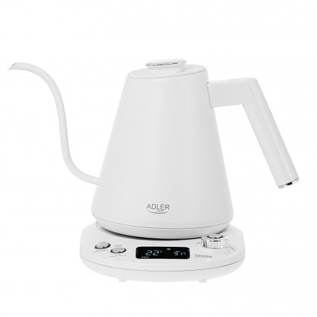 Adler AD 1349W Electric Kettle, 1100W, 1 L, 40–100°C, Keep Warm, LED Display, White