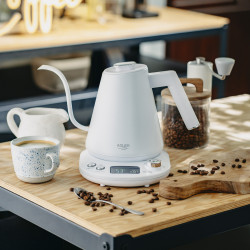 Adler AD 1349W Electric Kettle, 1100W, 1 L, 40–100°C, Keep Warm, LED Display, White