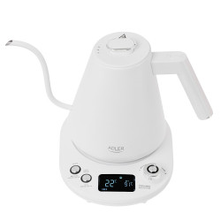 Adler AD 1349W Electric Kettle, 1100W, 1 L, 40–100°C, Keep Warm, LED Display, White