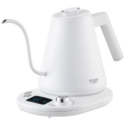 Elektromos vízforraló Adler AD 1349W, 1100W, 1 l, 40-100 C, hőkarbantartás, LED kijelző, fehér színű