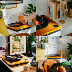 Lemezjátszó beépített hangszórókkal Adler AD 1914, félautomata, 7"/10"/12", 45 RPM adapter, RCA, Bluetooth 5.4, USB felvétel, Fa/Fekete