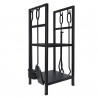 Adler AD 6815 Firewood Rack with Tools, Up to 80 kg, Two Shelves, Steel Construction, Black