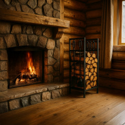 Adler AD 6815 Firewood Rack with Tools, Up to 80 kg, Two Shelves, Steel Construction, Black