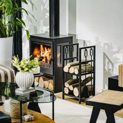 Adler AD 6815 Firewood Rack with Tools, Up to 80 kg, Two Shelves, Steel Construction, Black